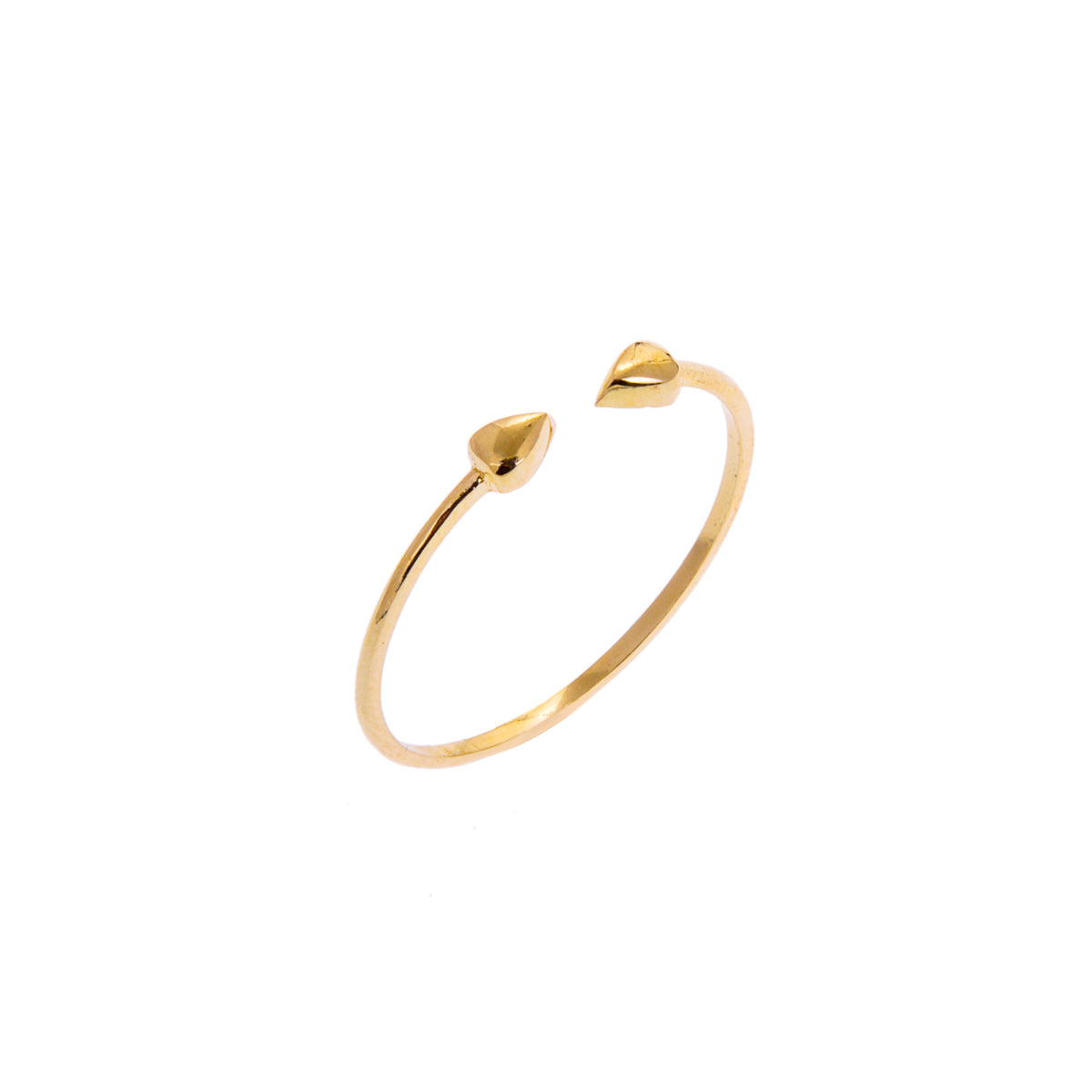 Bague ouverte réglable en or jaune 9 carats avec double pépite