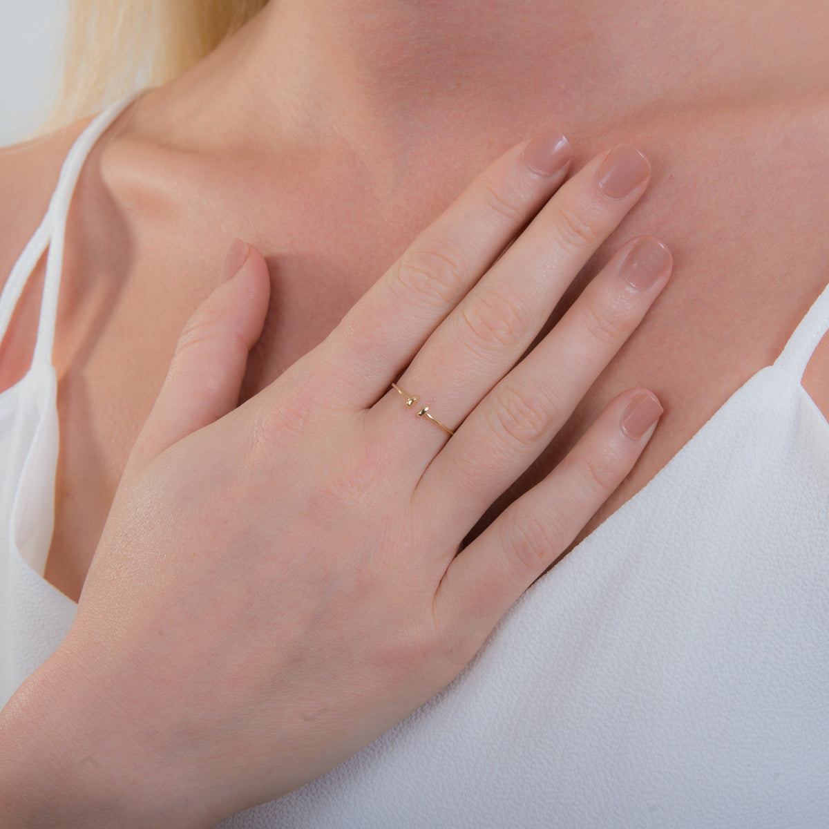 Bague ouverte réglable en or jaune 9 carats avec double barre