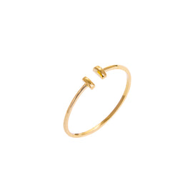 Bague ouverte réglable en or jaune 9 carats avec double barre