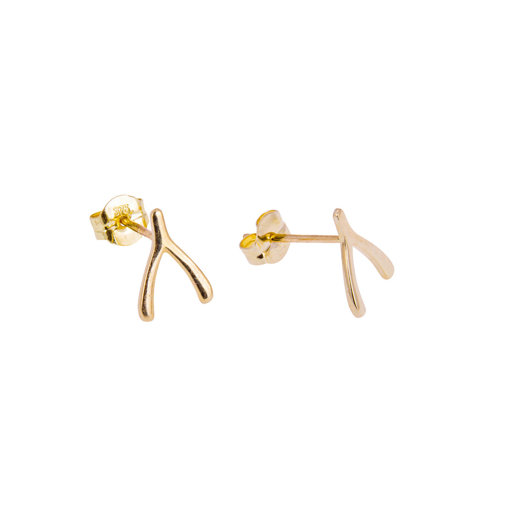 Boucles d'oreilles à tige en or 9 carats en forme de bréchet