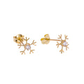 Boucles d'oreilles à tige en or 9 carats avec flocon de neige et zircones cubiques transparents