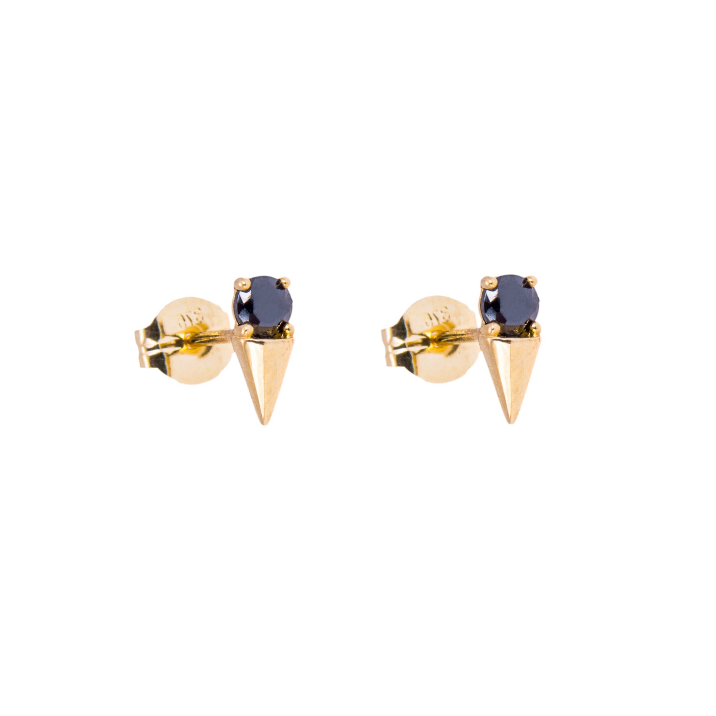 Boucles d'oreilles à tige en or 9 carats avec zircones cubiques noirs