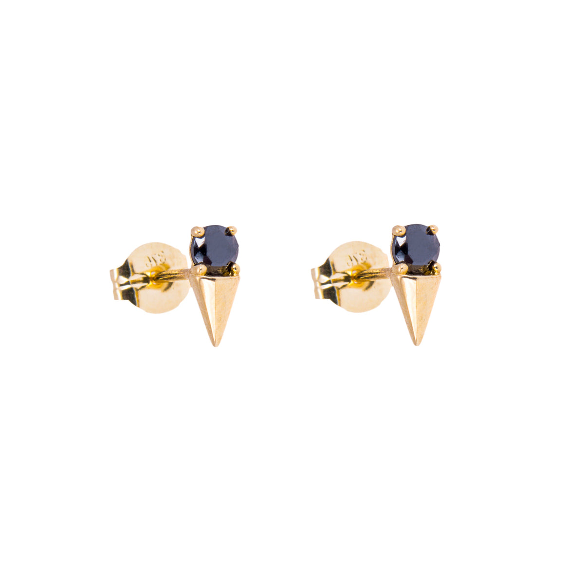 Boucles d'oreilles à tige en or 9 carats avec zircones cubiques noirs