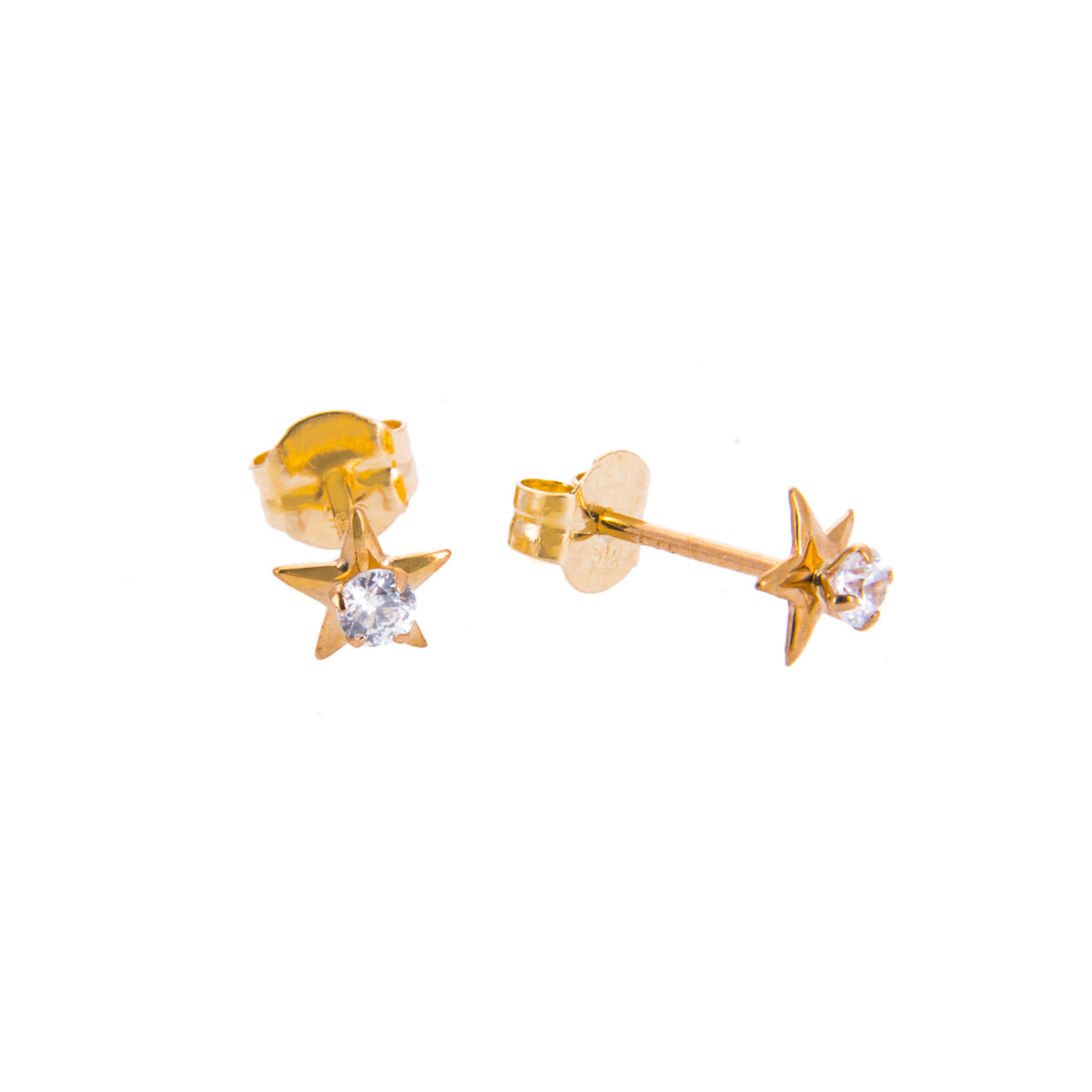 Boucles d'oreilles à tige en or 9 carats avec zircones cubiques transparents