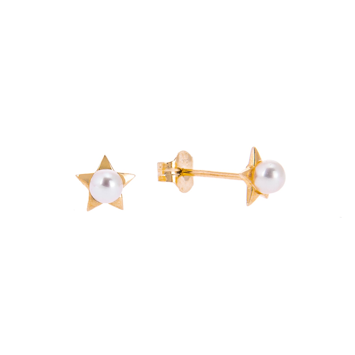 Boucles d'oreilles à tige en or 9 carats avec perles d'eau douce en forme d'étoile