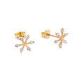 Boucles d'oreilles à tige flocon de neige en or 9 carats et zircones cubiques transparents