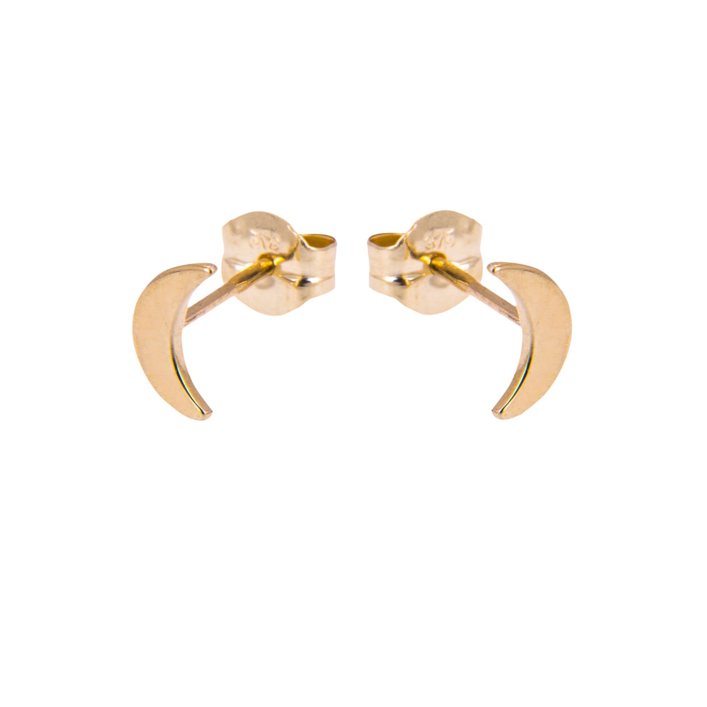 Boucles d'oreilles à tige en or 9 carats avec lune plate