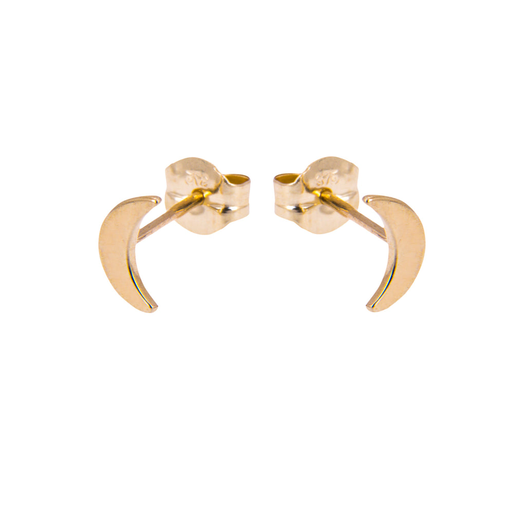 Boucles d'oreilles à tige en or 9 carats avec lune plate