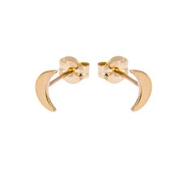 Boucles d'oreilles à tige en or 9 carats avec lune plate