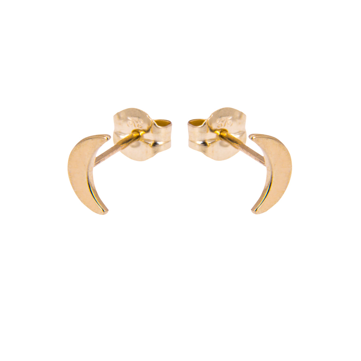 Boucles d'oreilles à tige en or 9 carats avec lune plate