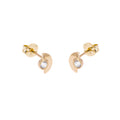 Boucles d'oreilles à tige en or 9 carats avec zircones cubiques transparents et demi-cercles minimalistes