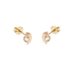 Boucles d'oreilles à tige en or 9 carats avec zircones cubiques transparents et demi-cercles minimalistes