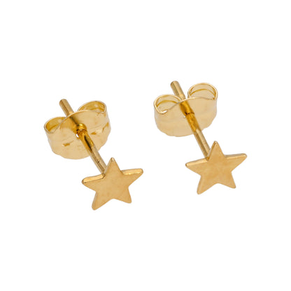 Boucles d'oreilles à tige en or 9 carats avec étoile plate