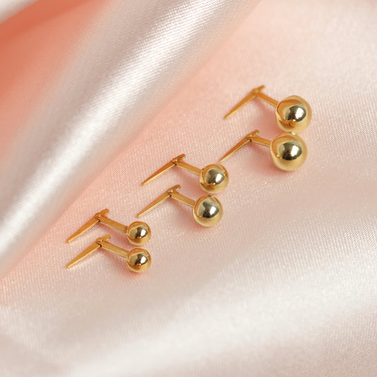 Boucles d'oreilles à tige en argent sterling plaqué or avec boules Andalok de 3 mm à 5 mm