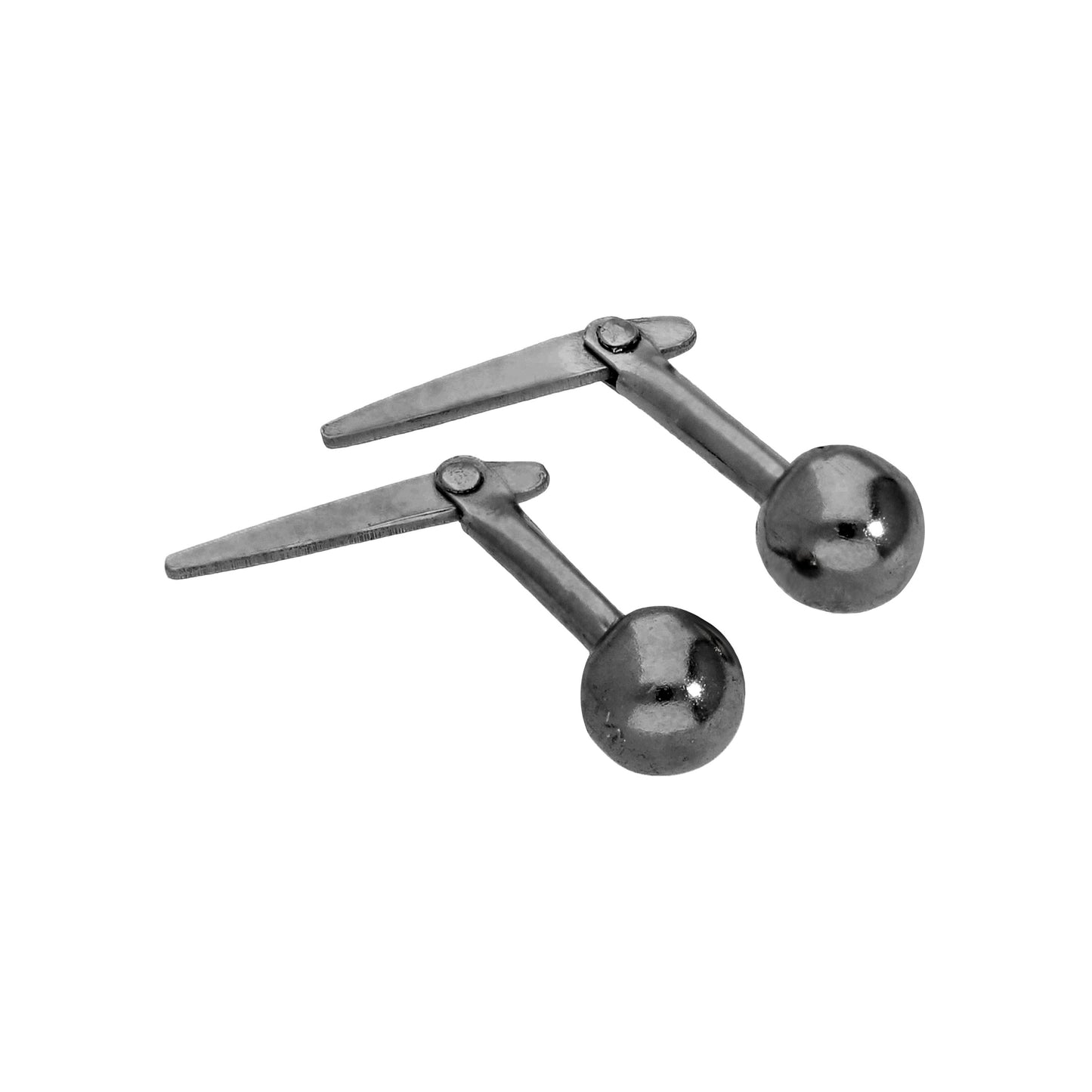Boucles d'oreilles à tige Andralok en argent sterling trempé dans du rhodium noir, boules de 3 à 5 mm