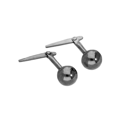 Boucles d'oreilles à tige Andralok en argent sterling trempé dans du rhodium noir, boules de 3 à 5 mm