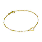 Bracelet chaîne rolo en argent sterling plaqué or avec cœur ouvert