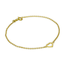 Bracelet chaîne rolo en argent sterling plaqué or avec cœur ouvert