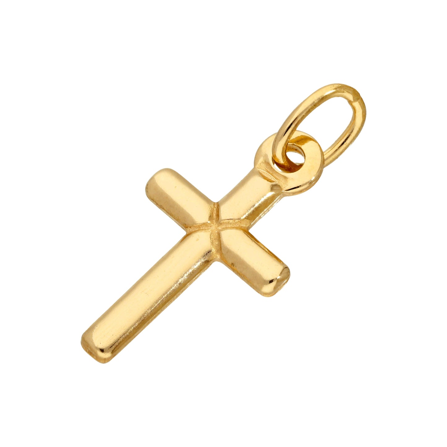 Petite breloque croix unie en argent sterling plaqué or