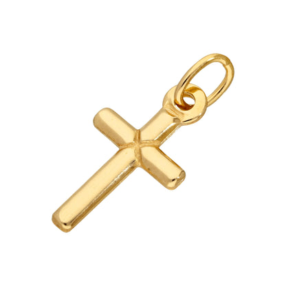 Petite breloque croix unie en argent sterling plaqué or
