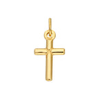 Petite breloque croix unie en argent sterling plaqué or