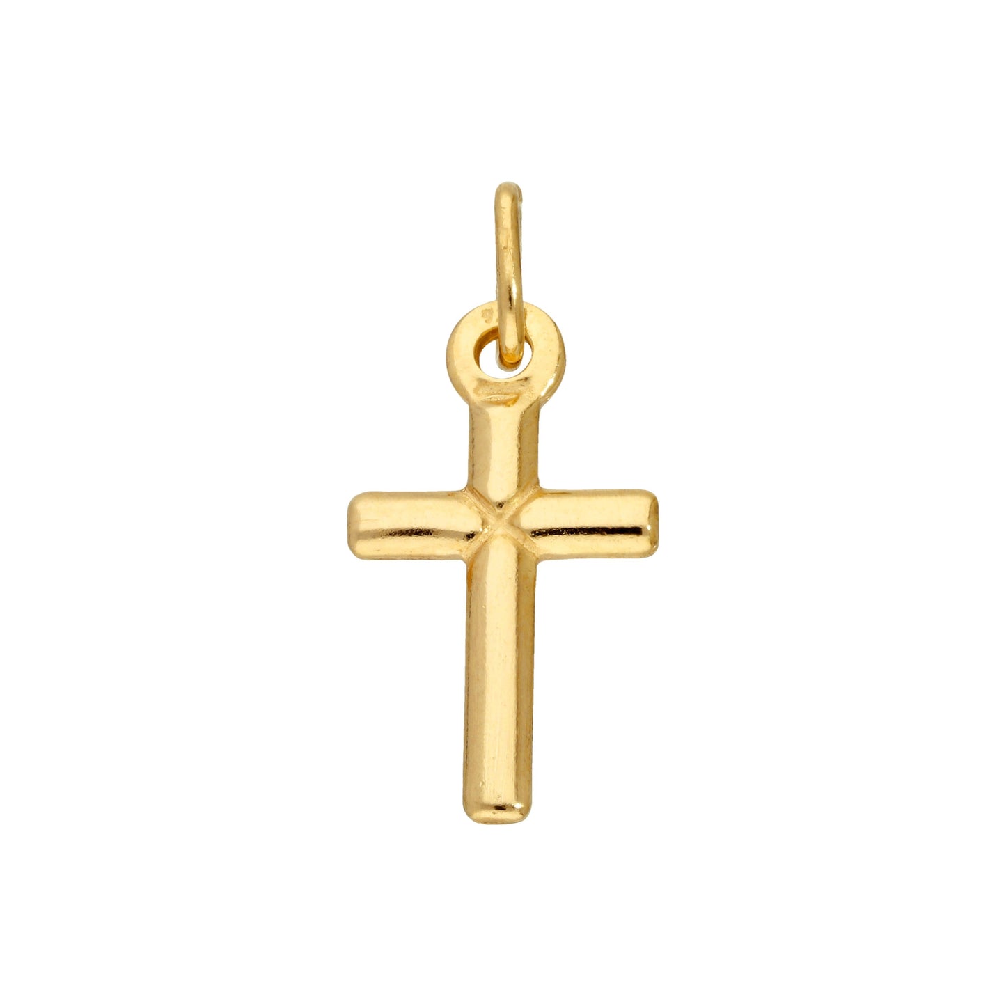 Petite breloque croix unie en argent sterling plaqué or