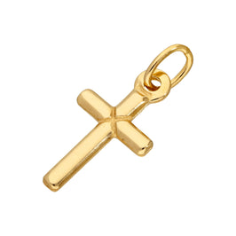 Petite breloque croix unie en argent sterling plaqué or