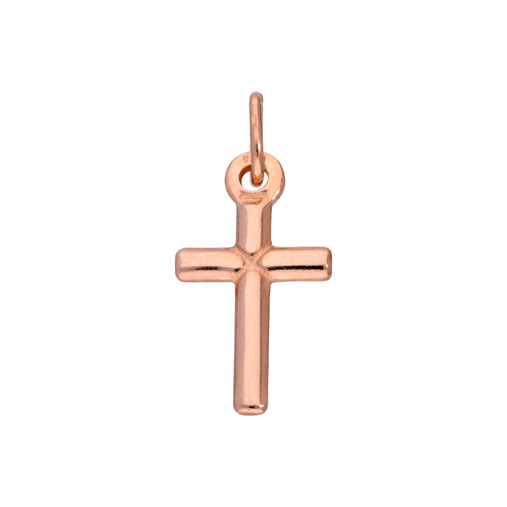 Petite breloque croix unie en argent sterling plaqué or rose