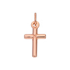 Petite breloque croix unie en argent sterling plaqué or rose