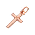 Petite breloque croix unie en argent sterling plaqué or rose