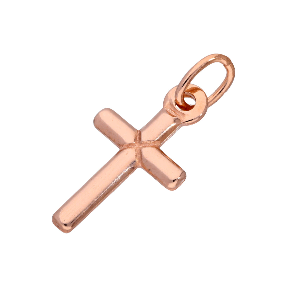 Petite breloque croix unie en argent sterling plaqué or rose