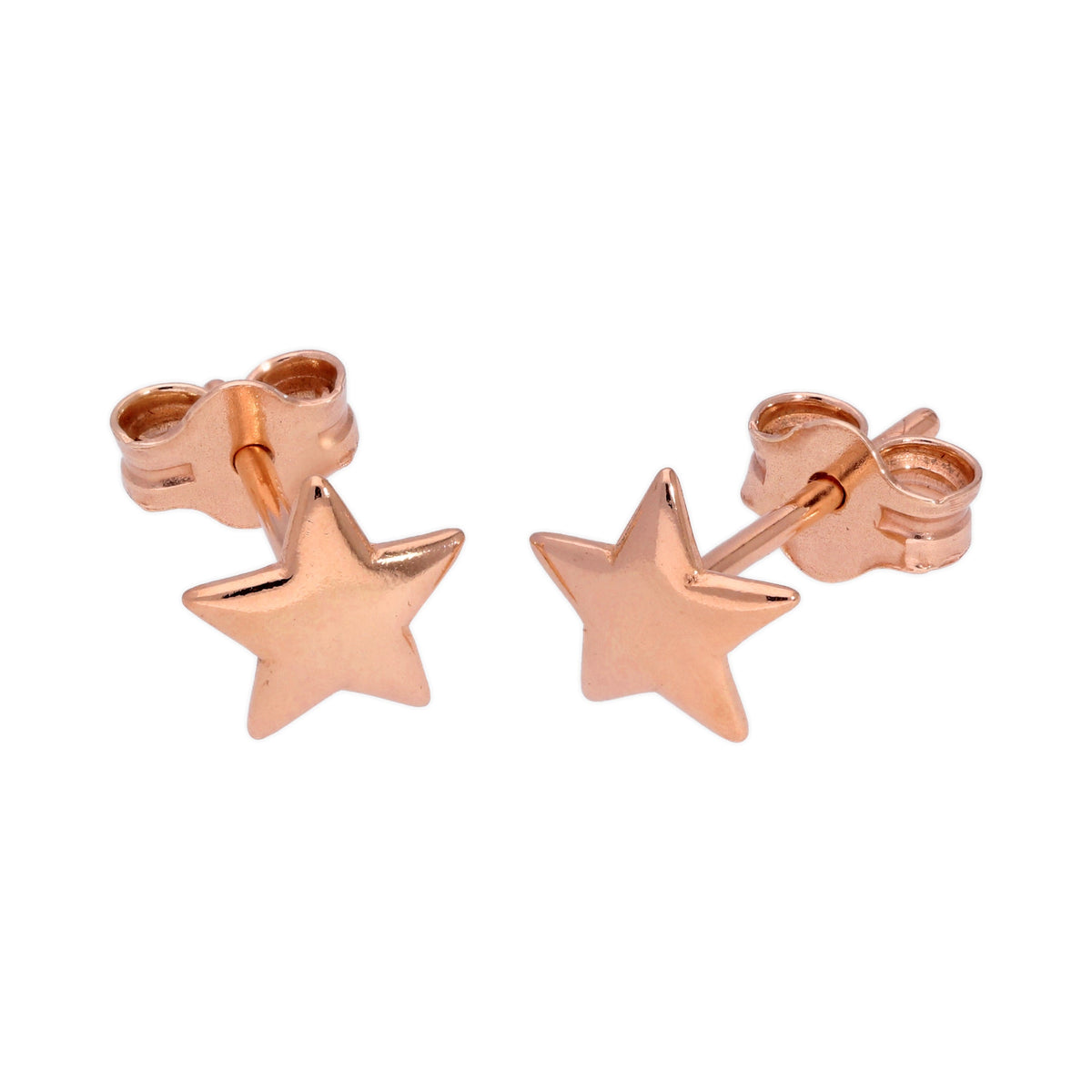 Boucles d'oreilles à tige en argent sterling plaqué or rose avec étoile