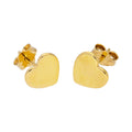 Boucles d'oreilles à tige en forme de cœur en argent sterling plaqué or plat