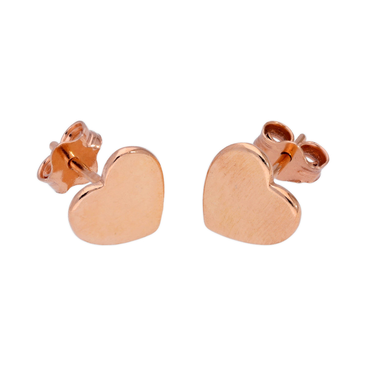 Boucles d'oreilles à tige en forme de cœur en argent sterling plaqué or rose