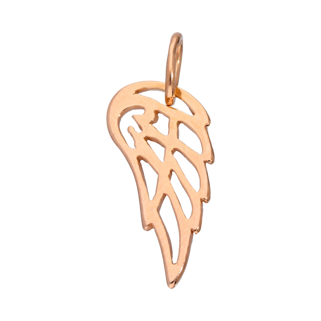 Breloque aile d'ange ouverte en argent sterling plaqué or rose