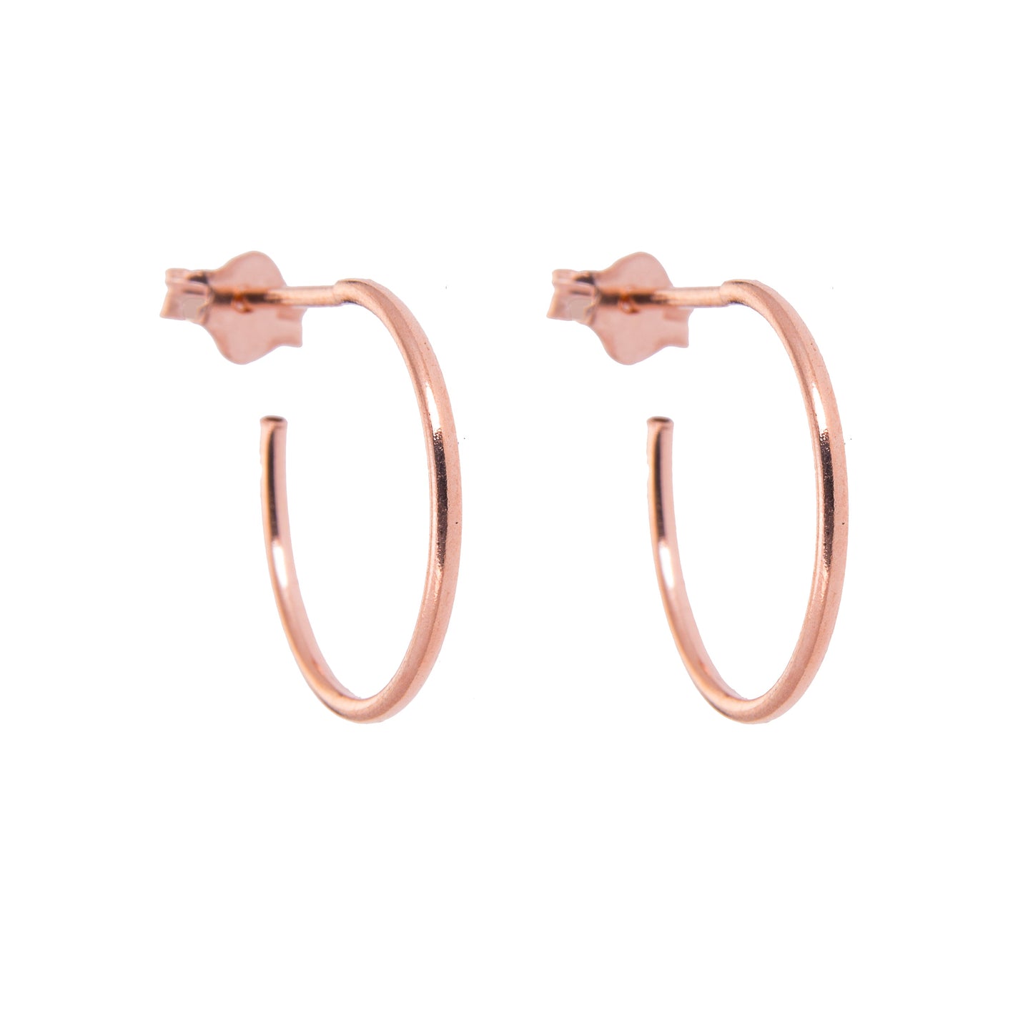 Boucles d'oreilles créoles ouvertes en argent sterling plaqué or rose de 8 à 16 mm