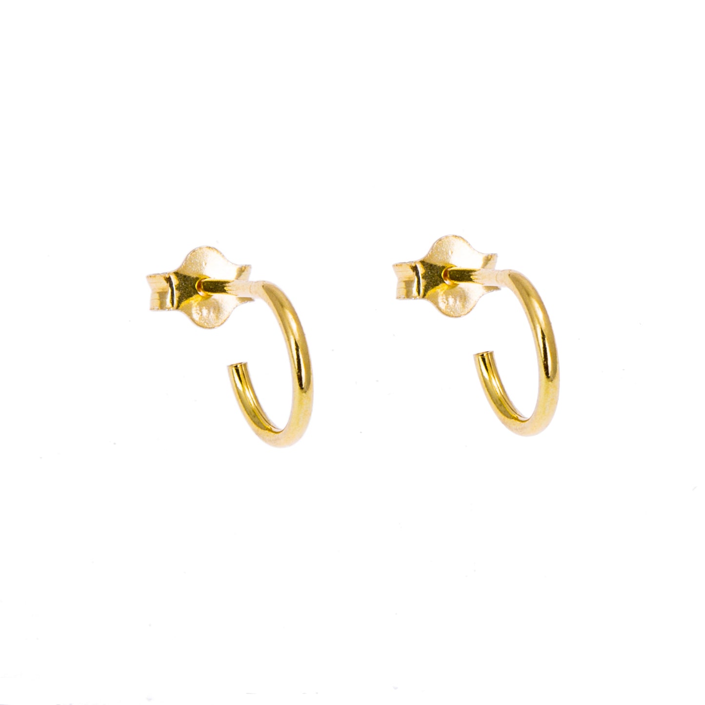 Boucles d'oreilles créoles ouvertes en argent sterling plaqué or de 8 à 16 mm