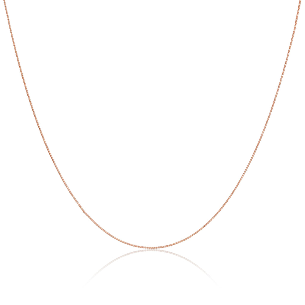Collier en argent sterling plaqué or rose de 35 à 70 cm avec chaîne en queue de renard