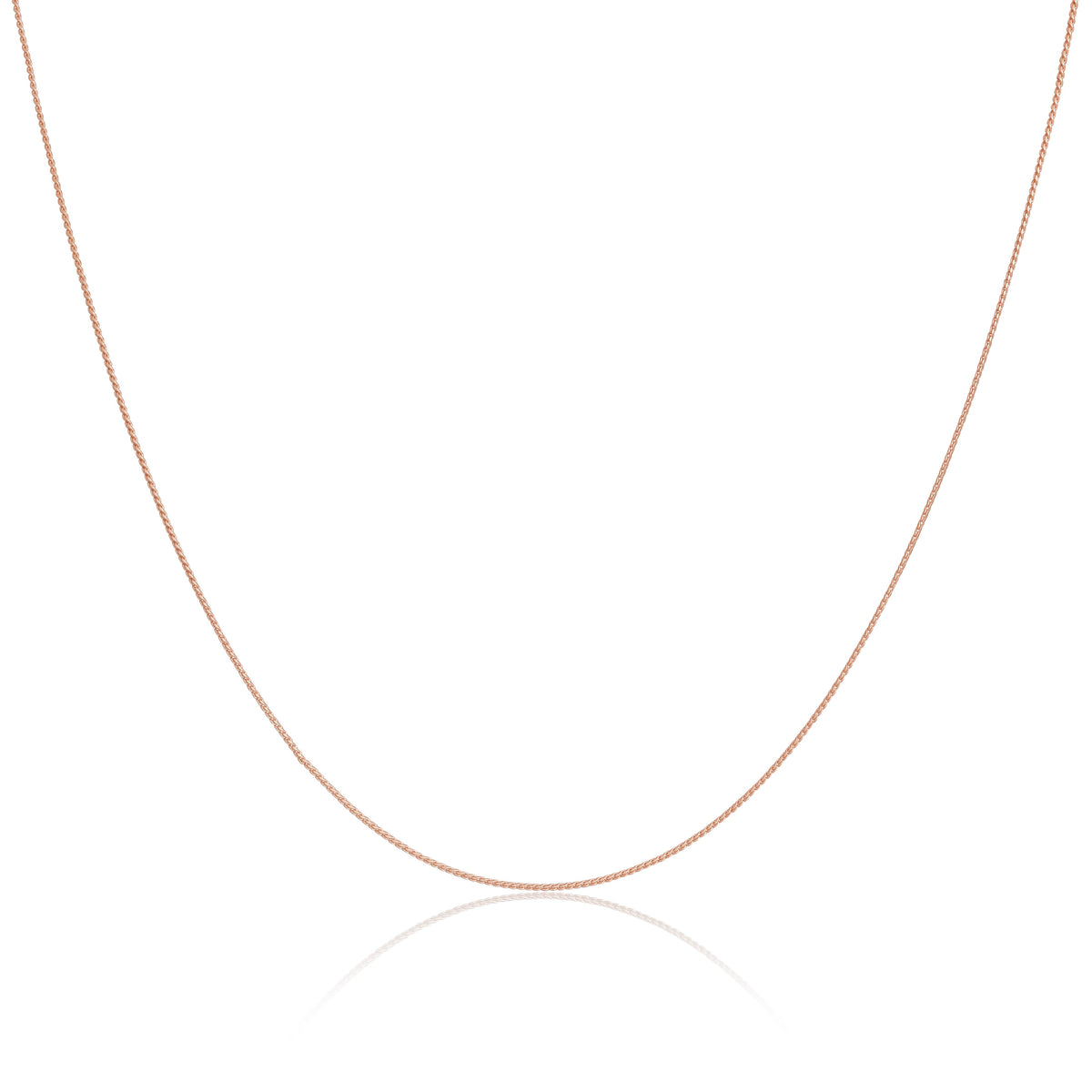 Collier en argent sterling plaqué or rose de 35 à 70 cm avec chaîne en queue de renard