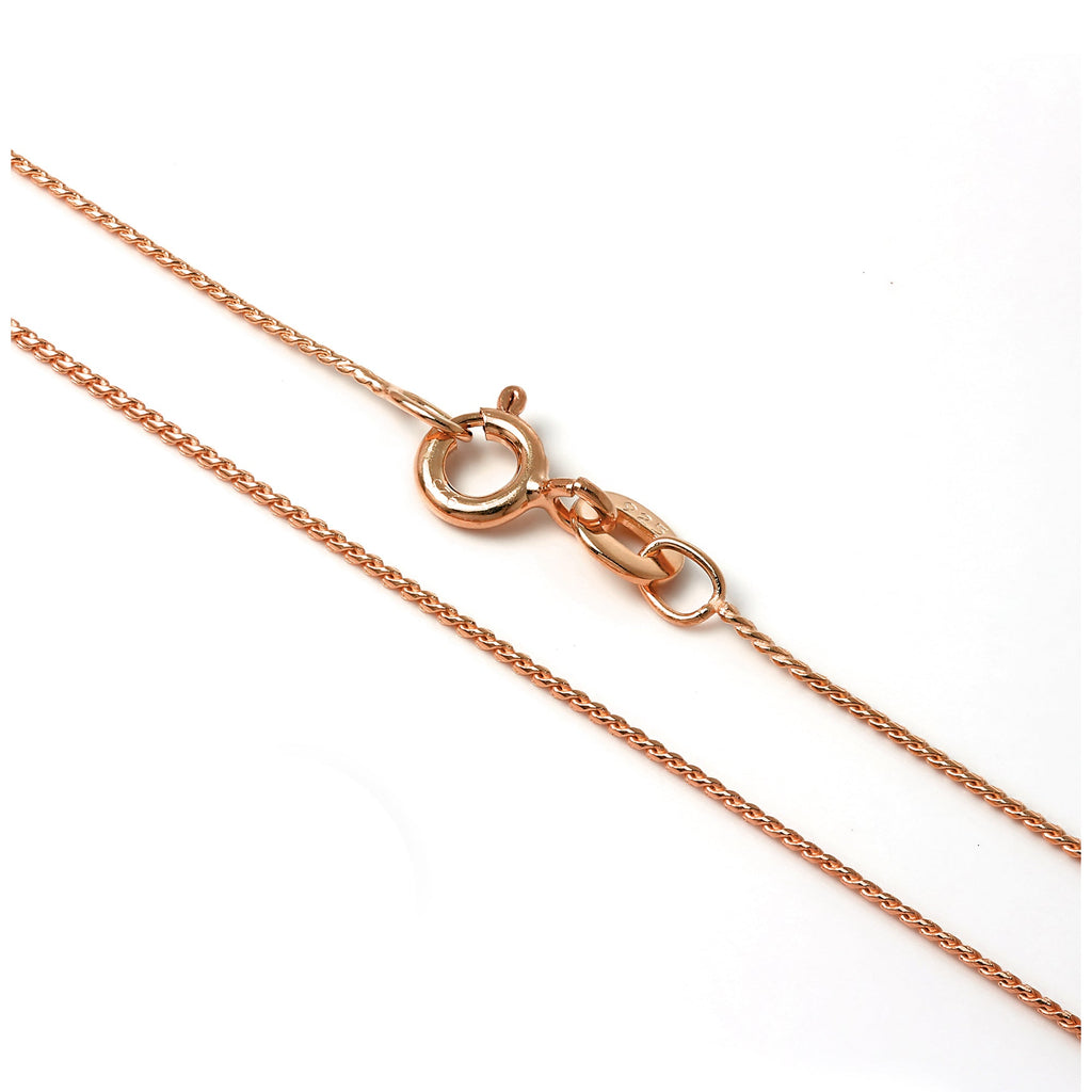 Collier en argent sterling plaqué or rose de 35 à 70 cm avec chaîne en queue de renard