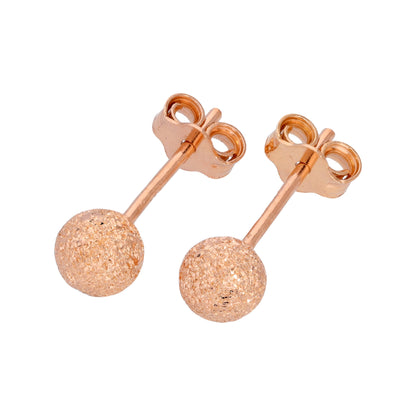 Boucles d'oreilles à tige en argent sterling givré plaqué or rose 3-8 mm