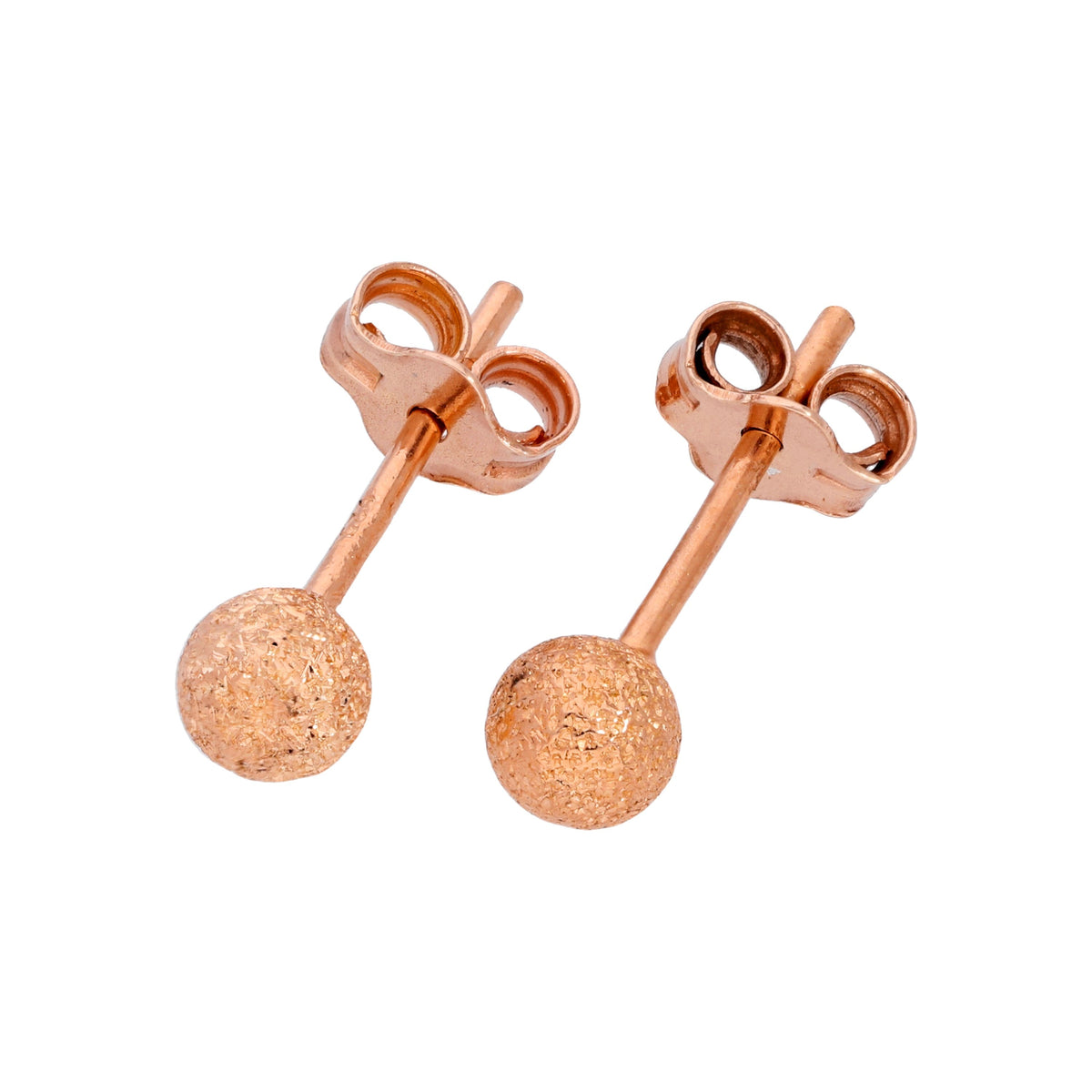 Boucles d'oreilles à tige en argent sterling givré plaqué or rose 3-8 mm