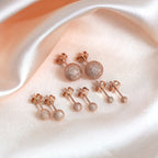 Boucles d'oreilles à tige en argent sterling givré plaqué or rose 3-8 mm
