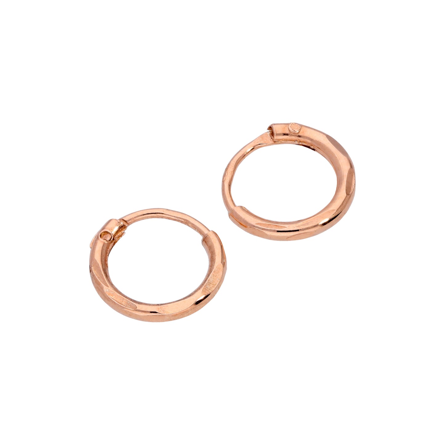 Boucles d'oreilles créoles en argent sterling plaqué or rose taille diamant 8-20 mm