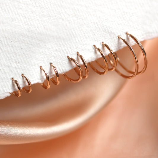 Boucles d'oreilles créoles en argent sterling plaqué or rose taille diamant 8-20 mm