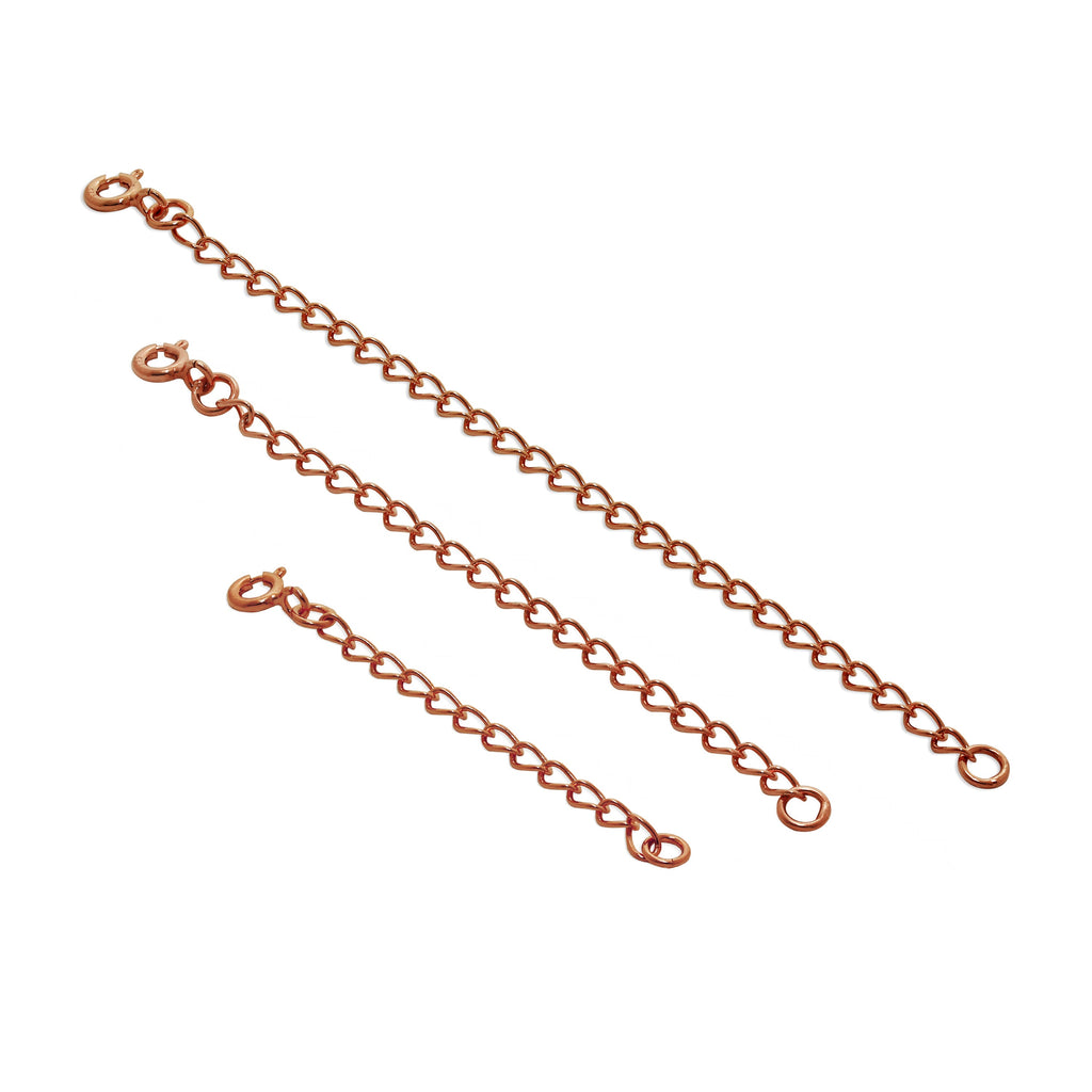 Rallonge de gourmette en argent sterling plaqué or rose de 5 à 10 cm avec fermoir à boulon