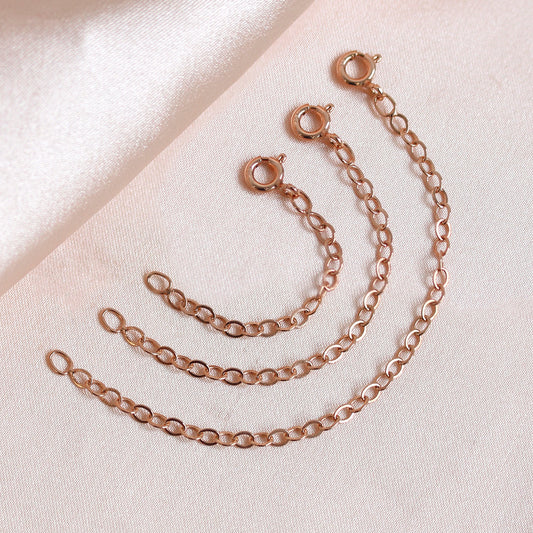 Rallonge Belcher en argent sterling plaqué or rose de 5 à 10 cm avec fermoir à boulon