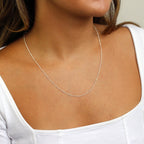 Chaîne gourmette en argent sterling à pompon taille diamant de 30 à 60 cm