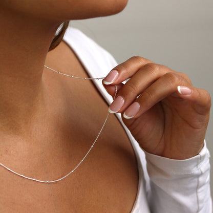Chaîne gourmette en argent sterling à pompon taille diamant de 12 à 24 pouces
