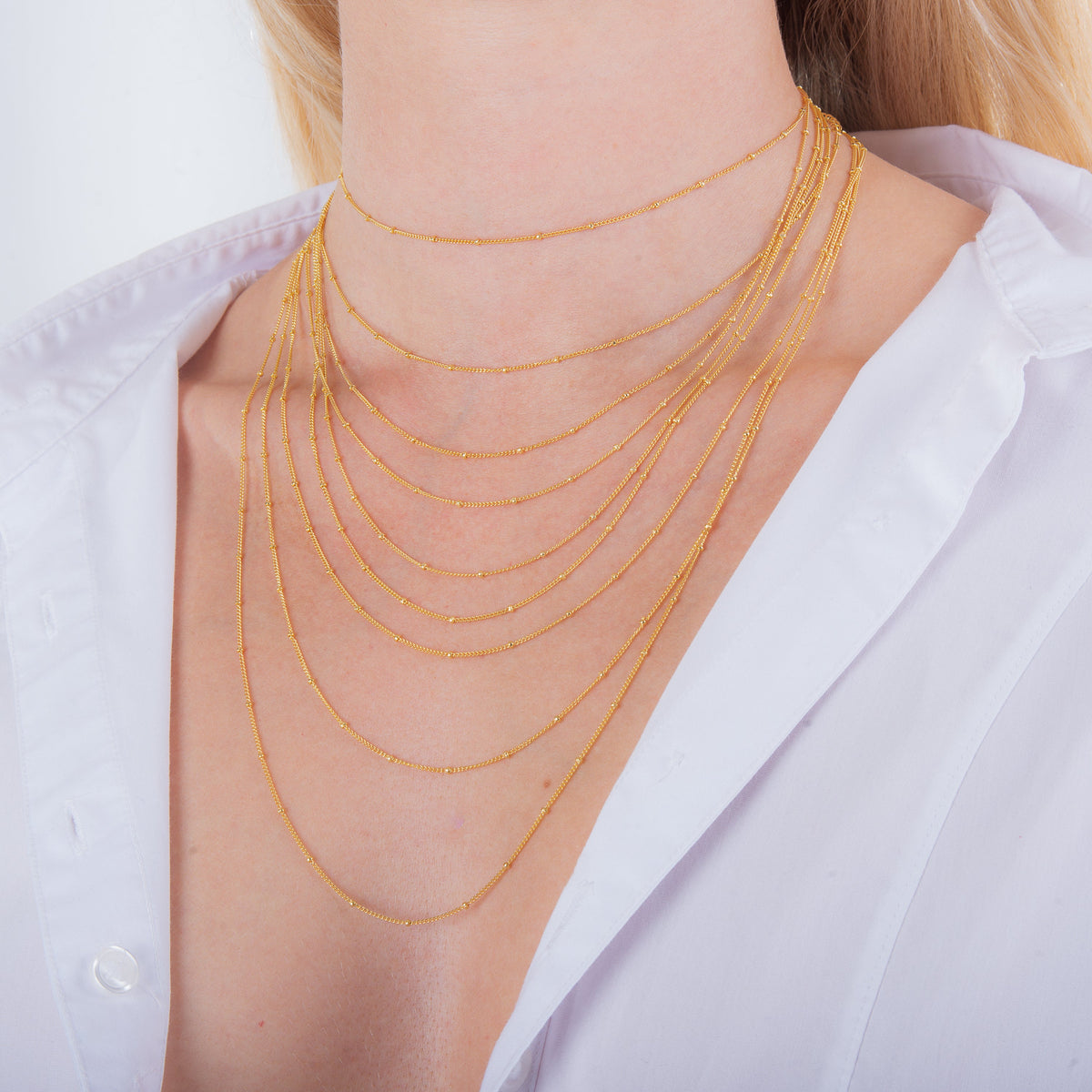 Collier ras du cou en argent sterling plaqué or avec perles taillées en diamant, rallonge de 30 à 61 cm